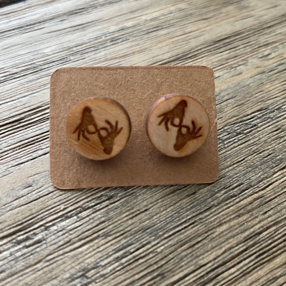 Handmade NWT Wooden Interpreter Earrings
